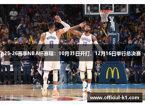 25-26赛季NBA杯赛程：10月31日开打，12月16日举行总决赛